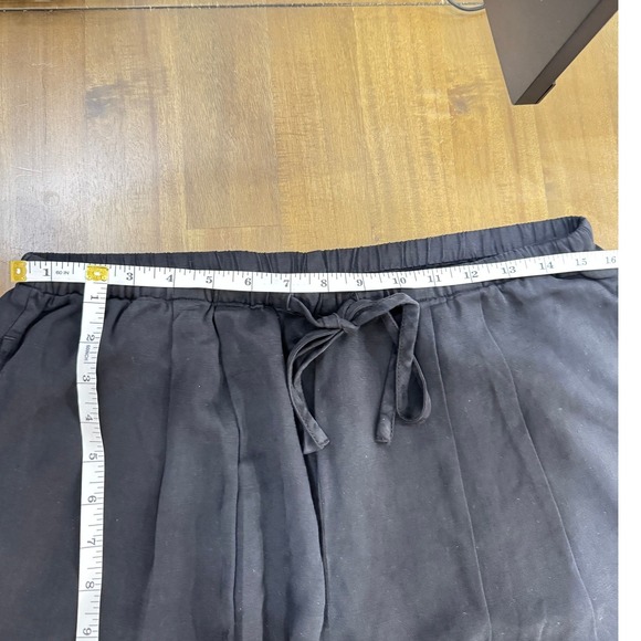 Women Black Casual Pants Elastic Waist Drawstring Straight Leg Lightweight - Picture 4 of 6